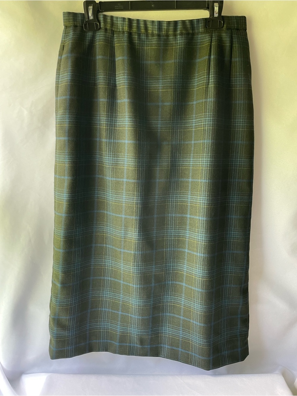Vintage Pendleton Classic Green Plaid Midi Skirt Sz 16P